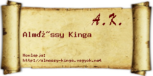Almássy Kinga névjegykártya