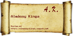 Almássy Kinga névjegykártya